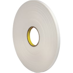 3M™ Double-Sided Foam Tape, 3" Core, 1/2" x 72 Yd., White