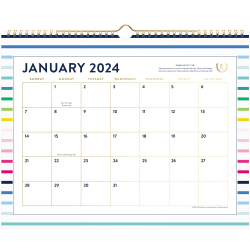 Simplified by Emily Ley for AT-A-GLANCE® Monthly Wall Calendar, 15" x 12", Happy Stripe, January to December 2024, EL16-707