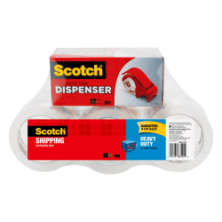 Scotch® Heavy-Duty Shipping Packing Tape With Dispenser, 1-7/8" x 54.6 Yd., Clear, Pack Of 6 Rolls