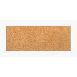 Amanti Art Rectangular Non-Magnetic Cork Bulletin Board, Natural, 35" x 17", Cabinet White Plastic Frame