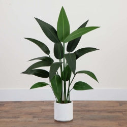 Nearly Natural 43"H Artificial Sky Bird Tree With Decorative Planter, 43"H x 26"W x 20"D, Green/White