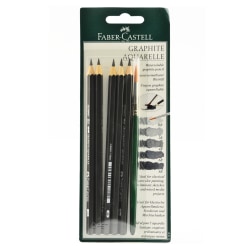 Faber-Castell Graphite Aquarelle Water-Soluble Pencil Sets, 5 Pencils Per Set, Pack Of 2 Sets