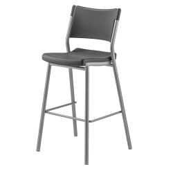 National Public Seating Café Time Barstool, Charcoal Slate/Silver