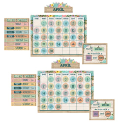 Teacher Created Resources Rustic Bloom Calendar Bulletin Board Sets, Multicolor, Pack Of 2 Sets