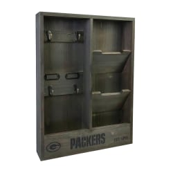 Imperial NFL Wall Mounted Wood Organizer, 19"H x 14-1/4"W x 2-3/4"D, Green Bay Packers