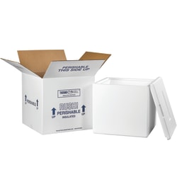 Partners Brand Insulated Shipping Kit, 12 1/2"H x 13"W x 13"D, White