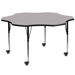 Flash Furniture Mobile Height Adjustable Thermal Laminate Flower Activity Table, 30-3/8"H x 60''W, Gray