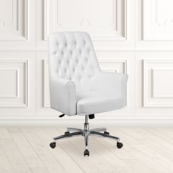Flash Furniture Traditional Tufted LeatherSoft Mid-Back Executive Office Chair, White