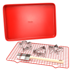 Martha Stewart 6-Piece Carbon Steel Bakeware And Cookie Cutter Set, Red