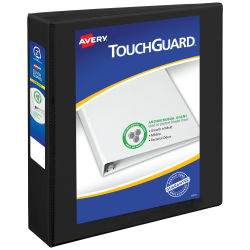 Avery TouchGuard® Protection View 3 Ring Binder, 2" Slant Rings, Black With Clear View Cover, 1 Binder
