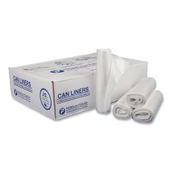 Interplast Group Draw Tuff Institutional Draw Tape Can Liners, Drawstring, 12 gal, 28" x 24", White, 25 Bags/Roll, 12 Rolls/Carton