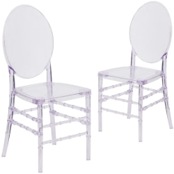 Flash Furniture Elegance Stacking Florence Chairs, Clear, Set Of 2 Chairs