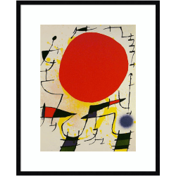 Amanti Art Le Soliel Rouge (The Red Sun) by Joan Miro Wood Framed Wall Art Print, 28"W x 34"H, Black