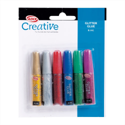 Creative Glitter Glue, 6 ml, Assorted Colors, Total Qty 6