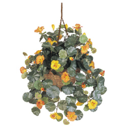 Nearly Natural 22"H Silk Nasturtium With Hanging Basket, Gold