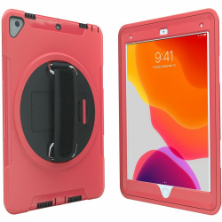 CTA Digital Protective Case with Build in 360° Rotatable Grip Kickstand for iPad 7th/ 8th/ 9th Gen 10.2, iPad Air 3, iPad Pro 10.5, Red - Impact Resistant, Drop Resistant - Silicone Body - Hand Strap - 10.3" Height x 7.3" Width x 0.8" Depth - 1 Pack
