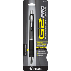 Pilot® G2 Pro Retractable Gel Pen, Fine Point, 0.7 mm, Gray Barrel, Black Ink