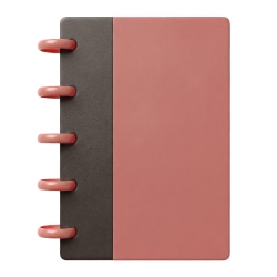 TUL® Mini Discbound Notebook With Soft-Touch Cover, Narrow Ruled, 60 Sheets, 5" x 3-1/2", Pink/Brown
