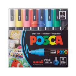 Uni-Ball® POSCA PC-5M Water-Based Paint Markers, Reversible Medium Tip, Assorted Colors, Pack Of 8 Markers