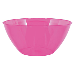 Amscan 2-Quart Plastic Bowls, 3-3/4" x 8-1/2", Bright Pink, Set Of 8 Bowls