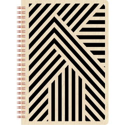 Denik Clyde Wood Spiral Journal Notebook, 6-1/4" x 8-1/2", Natural/Black, Total Qty 1