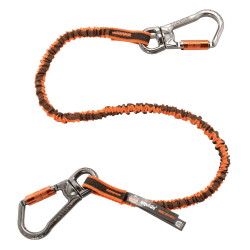 Ergodyne Squids 3119F(x) Dual Swivel Carabiner Tool Lanyards, 48", Orange/Gray, Pack Of 6 Lanyards
