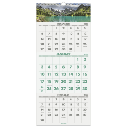 AT-A-GLANCE® 2027 Scenic Three Month Wall Calendar, Large, 12" x 27"