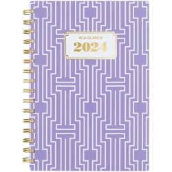 2024-2025 AT-A-GLANCE® BADGE 13-Month Weekly/Monthly Planner, 5-1/2" x 8-1/2", Purple Geo, January 2024 To January 2025, 1675G-200