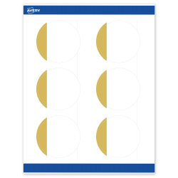Avery® Print-To-The-Edge Labels With Sure Feed® Technology, S00-DJN-PRWMP10, Round, 3", Matte White, Preprinted Dipped Gold Edge Design, Pack Of 60