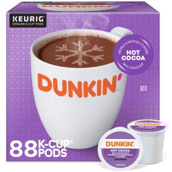 Dunkin' Donuts Milk Chocolate Hot Cocoa Keurig Single Serve K-Cup Pods, 22 Pods Per Pack, Case Of 4 Packs