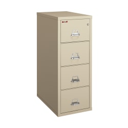 FireKing® UL 1-Hour 31-5/8"D Vertical 4-Drawer Legal-Size Fireproof File Cabinet, Metal, Platinum, White Glove Delivery