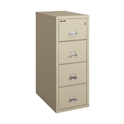 FireKing® UL 1-Hour 31-5/8"D Vertical 4-Drawer Legal-Size Fireproof File Cabinet, Metal, Platinum, White Glove Delivery