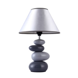 Simple Designs Shades Of Gray Ceramic Stone Table Lamp, 15"H, Gray Shade/Gray Base
