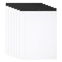 TUL Writing Pads, Letter Size, Wide Rule, 50 Sheets Per Pad, White, Pack Of 6 Pads