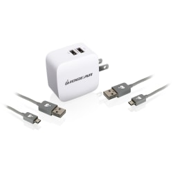 IOGEAR GearPower Dual USB 4.2A (20W) Wall Charger Kit