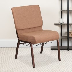 Flash Furniture HERCULES Series Church Chair With Book Rack, Caramel/Copper Vein