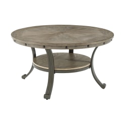 Powell Vinessa Round Coffee Table, 19"H x 36"W x 36"D, Gray/Pewter