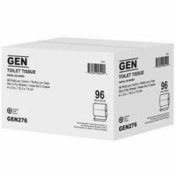 GEN Standard Bath Tissue, White, 2-Ply, 4 x 3, 500 Sheets/Roll, 96 Rolls/Carton