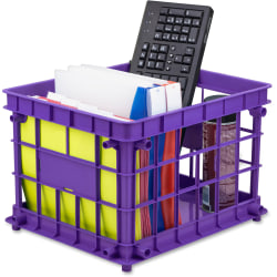 Storex Stackable Storage Crates, Medium Size, 11 2/10" x 14 3/10" x 17 3/10", Assorted Colors, Set Of 3