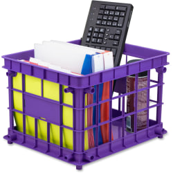 Storex Stackable Storage Crates, Medium Size,  11 2/10" x 14 3/10" x 17 3/10", Assorted Colors, Set Of 3