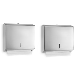 Alpine Industries Stainless Steel Multi-Fold/C-Fold Paper Towel Dispensers, Silver, Pack Of 2 Dispensers