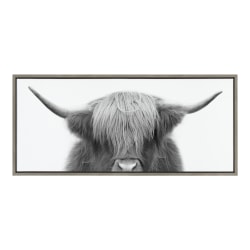 Uniek Kate And Laurel Sylvie Framed Canvas Wall Art, 18" x 40", Hey Dude Highland Cow