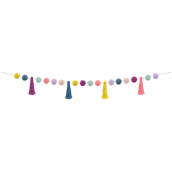 Teacher Created Resources Oh Happy Day Pom-Poms And Tassels Garland, 5" x 60", Multicolor