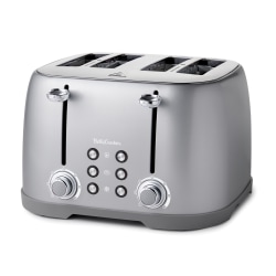 Betty Crocker 4-Slice Extra-Wide-Slot Multi-Function Toaster, Silver