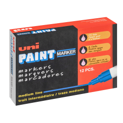 Uni-Paint® Markers, Medium Point, Blue, Pack Of 12