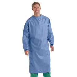 Medline 2-Ply Blockade Surgical Gowns, Snap Neck And Tie Mid-Back, Large, Ceil Blue, Pack Of 12