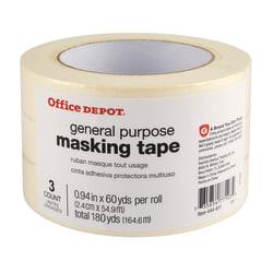 Office Depot® Brand General-Purpose Masking Tape, 0.94" x 60 Yd., Pack Of 3 Rolls
