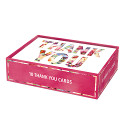 Punch Studio Etched Thank You Note Cards With Envelopes, 3-1/2" x 5", Floral, Blank Inside, Pack Of 10 Cards