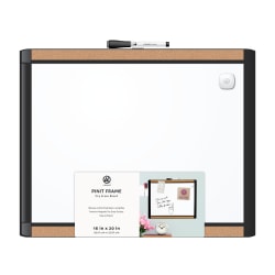 U Brands® PINIT Magnetic Dry-Erase Board, Steel, 16" x 20", White, Black Plastic Frame