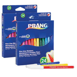 Prang Classic Art Markers, Fine Tip, Assorted Colors, 24 Markers Per Pack, Set Of 2 Packs